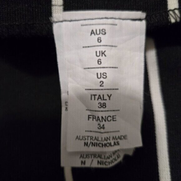 Nicholas Women’s Black & White Striped Midi Plunging V-Neck and Open Back Dress - Picture 15 of 15